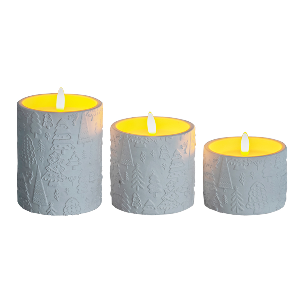 LED Sustainable 3D Electronic Cement-Look Design Cylininder Candle